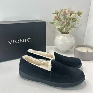 Vionic Lynez Faux Fur Lined Slip On Loafer Black 10011399001 Women's US 10M NWB